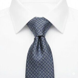 Vintage Chaps Ralph Lauren Geometric Silk Tie Blue White Yellow